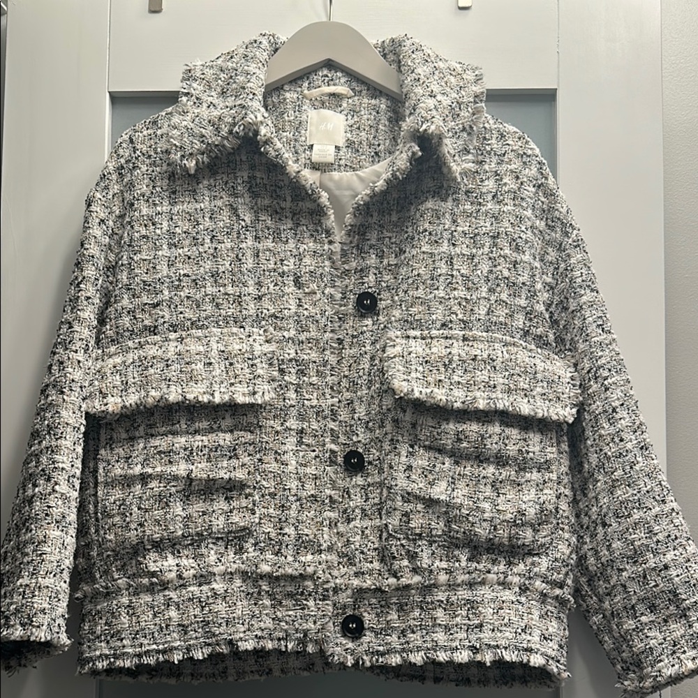 H&M Black and White Tweed Blazer